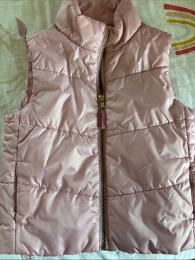 Crewcuts Pale Pink Quilted Puffer Vest with Gold Zipper